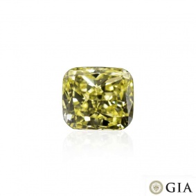 Cushion Cut Natural Fancy Yellow Diamond 1.03ct SI1